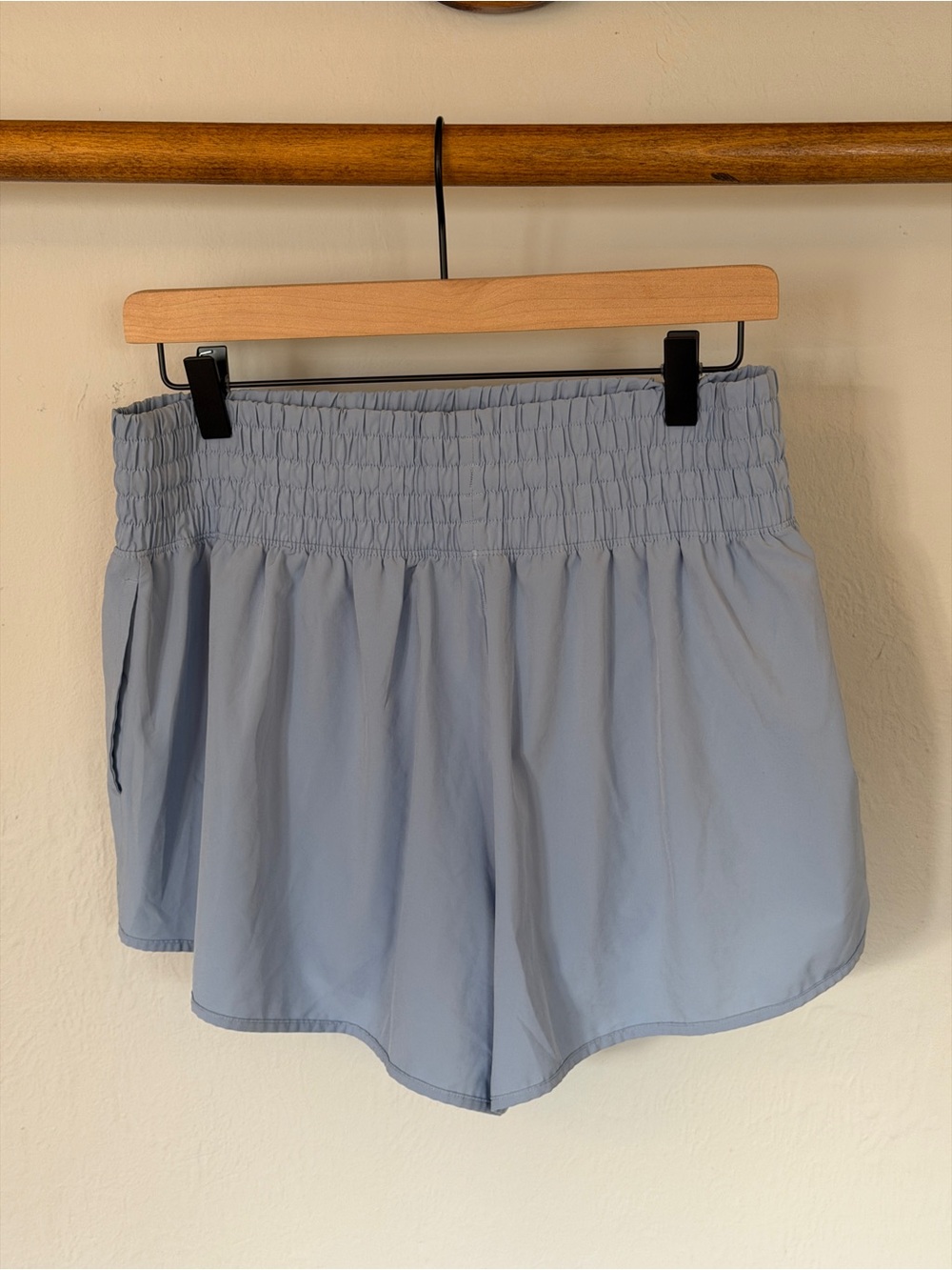 aerie Light Blue Smocked-Waist Athletic Shorts